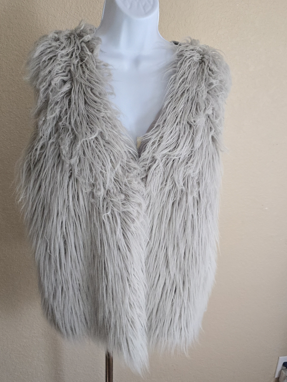 Plush Faux Fur Vest in Light Gray - Women's Jacket & Coat